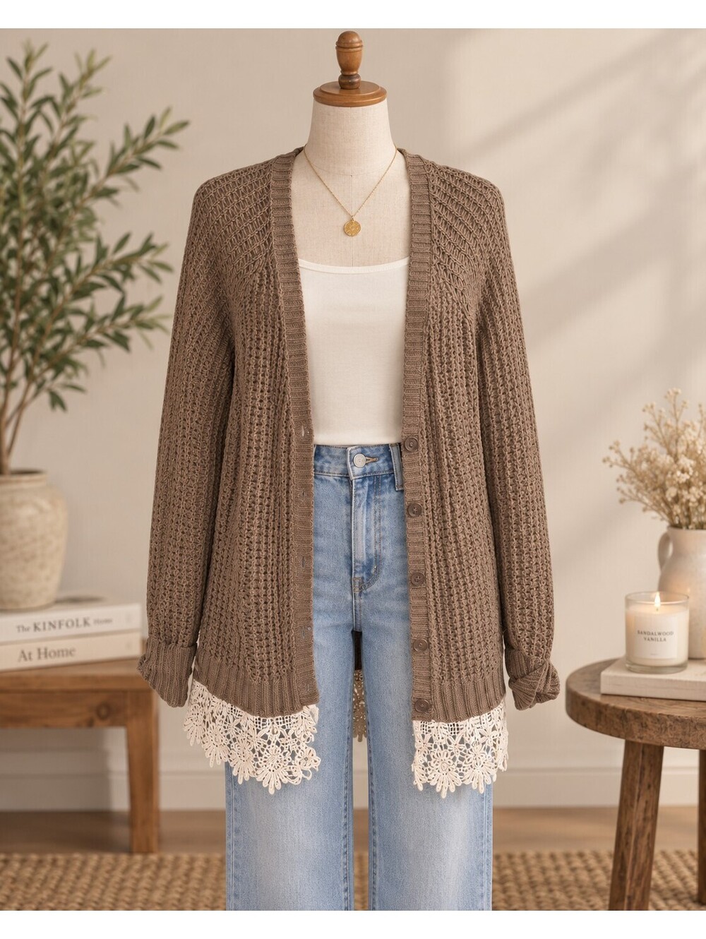open-front knit cardigan